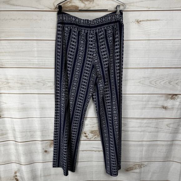 Robert Louis Navy Blue & White Elastic Waist Wide Leg Pants Size XL - Picture 3 of 6